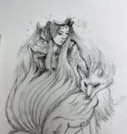 临摹了山海经的美女九尾狐